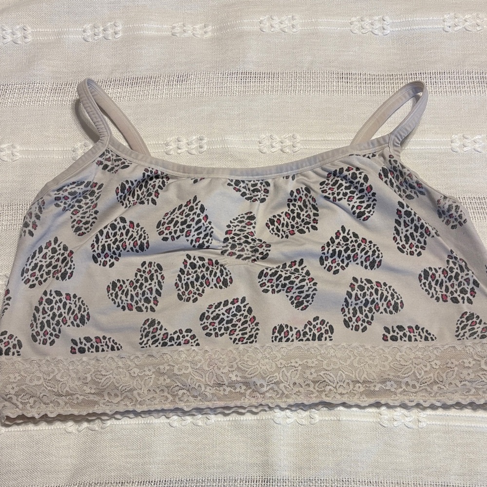 Leopard Print Lace Trim Bralette